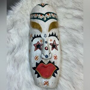 Vintage Hand carved Indonesian wooden Multicolor Tribal Mask